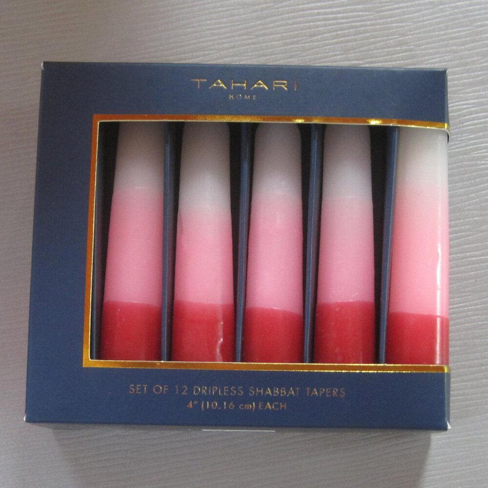Tahari Home Candles, Pink White Red Shabbat Candles Set Of 12, Tapers